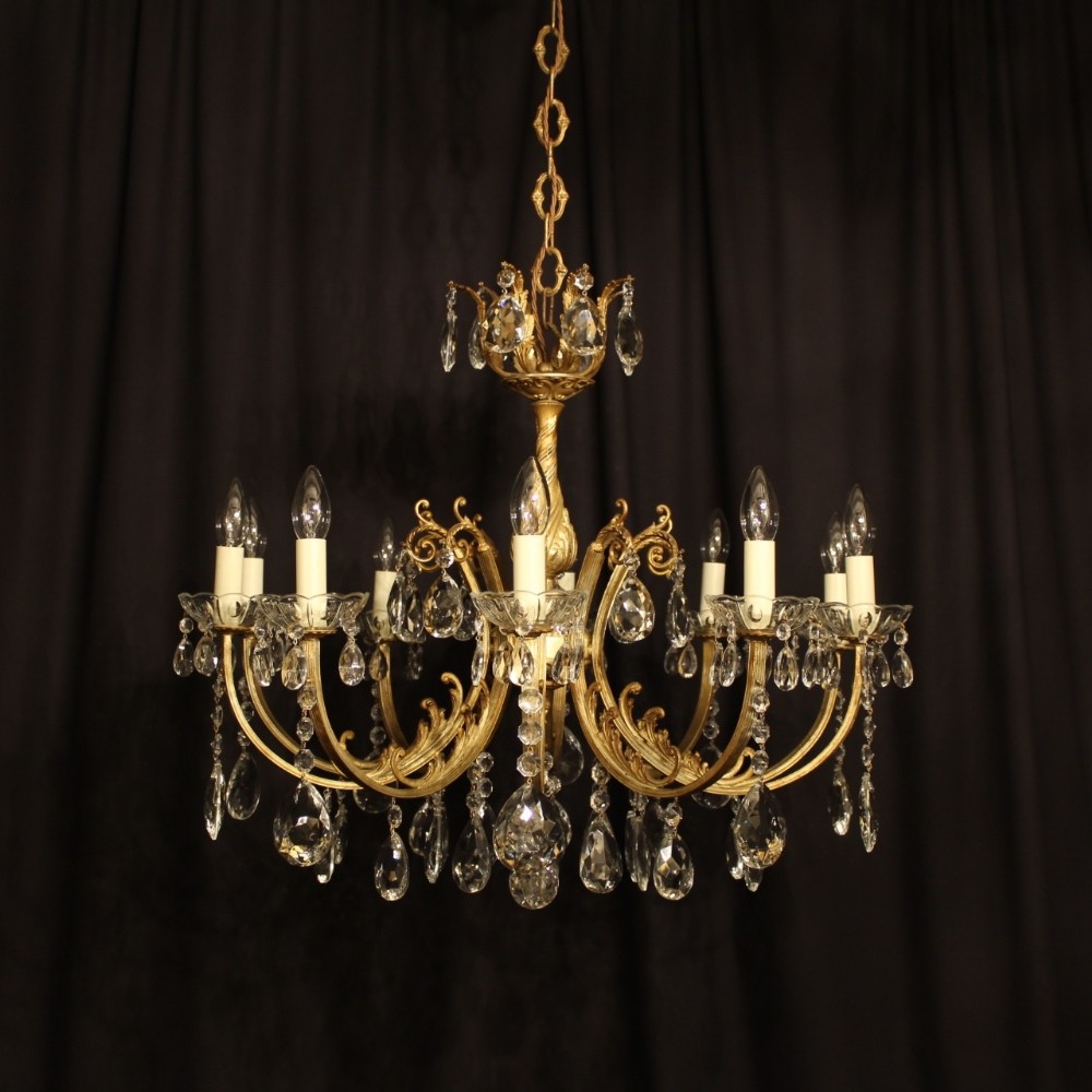 An Italian Silver Gilded 10 Light Antique Chandelier