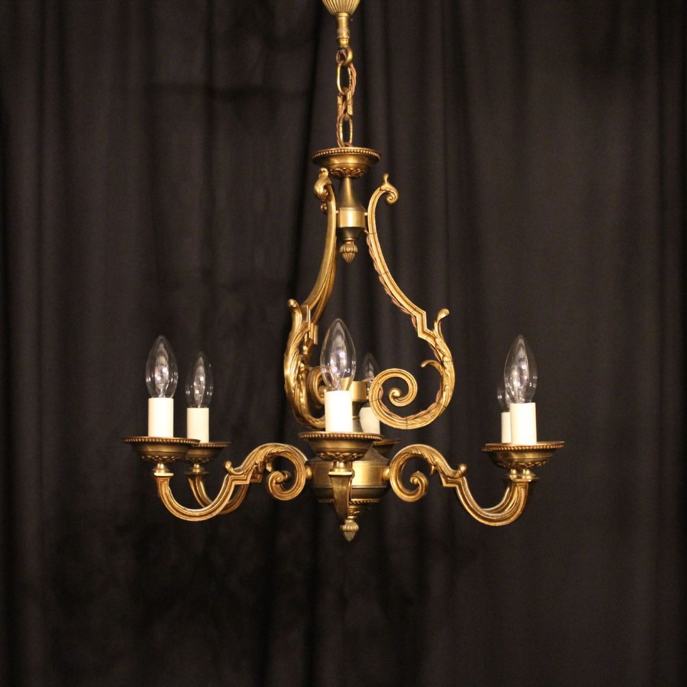 A French Pair Of 6 Light Antique Chandeliers