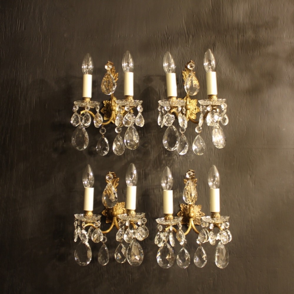 A French Set Of 4 Twin Arm Antique Wall Lights
