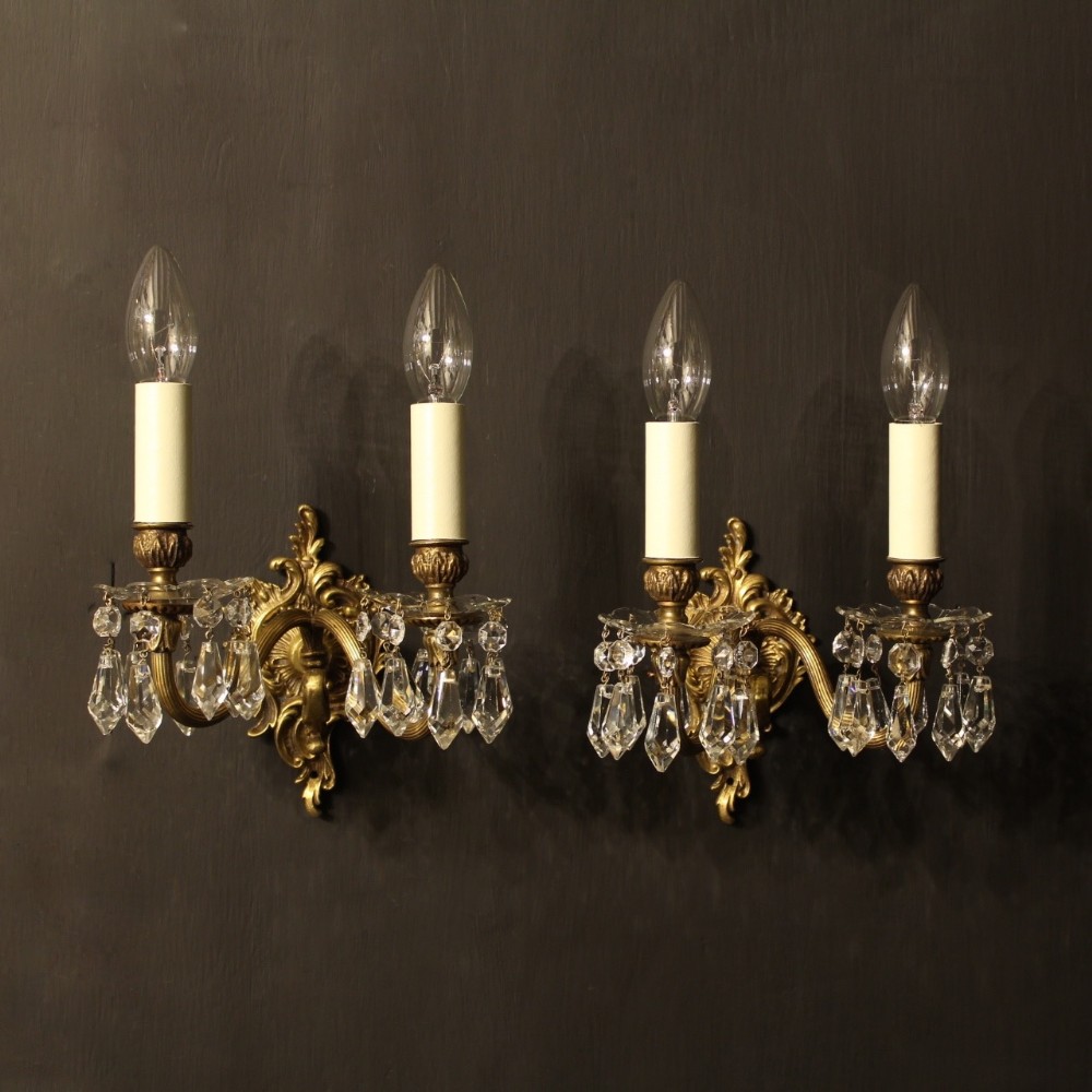A French Pair Of Twin Arm Antique Wall Lights