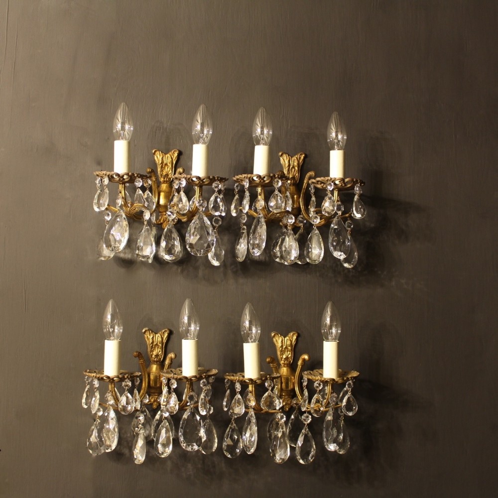 A French Set Of 4 Twin Arm Wall Lights