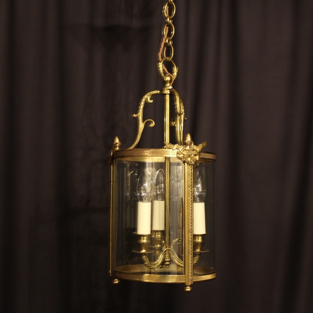 A French Bronze Triple Light Antique Lantern