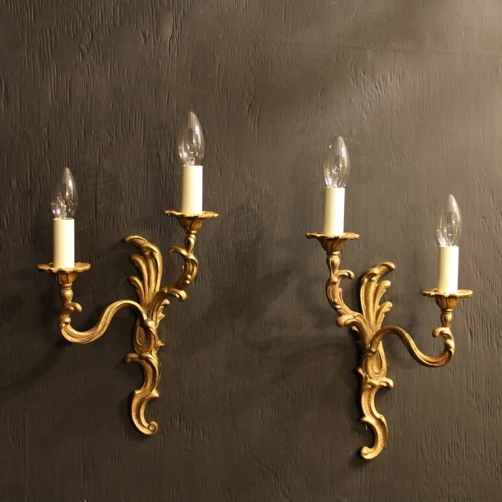 A French Pair Of Bronze Antique Wall Lights