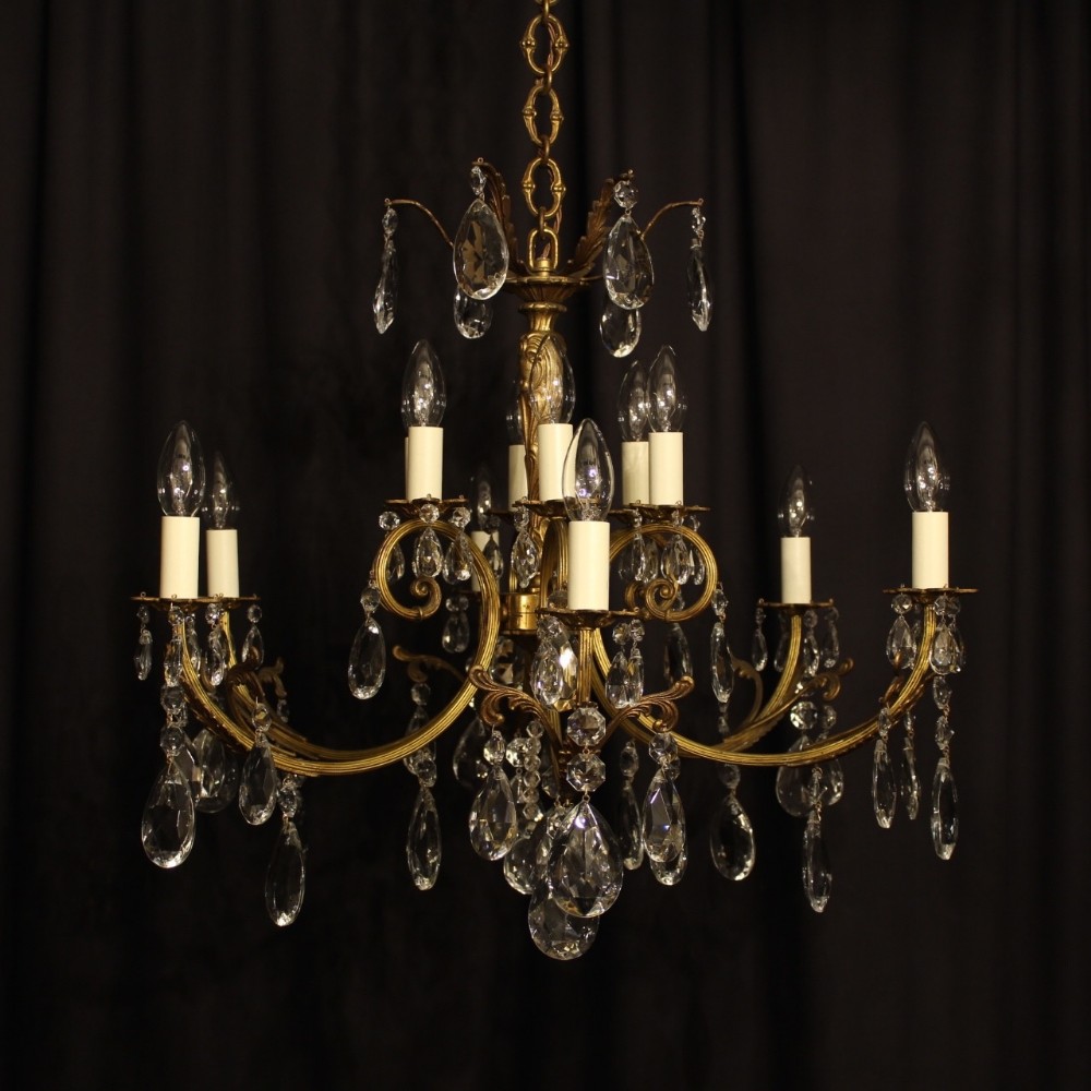 An Italian Gilded 12 Light Antique Chandelier