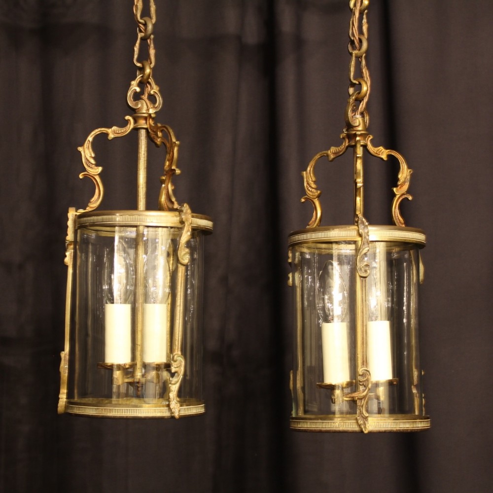 A French Pair Of Gilded Antique Lanterns