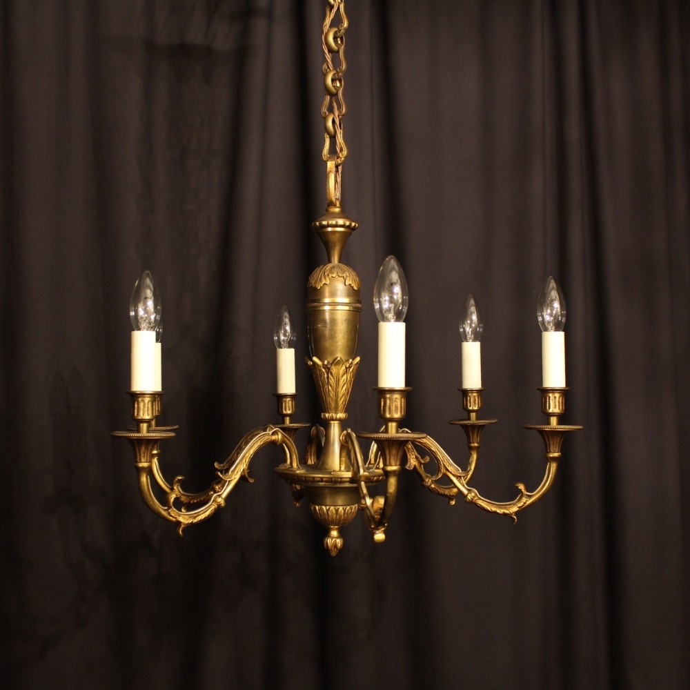 A French Gilded 6 Light Antique Chandelier