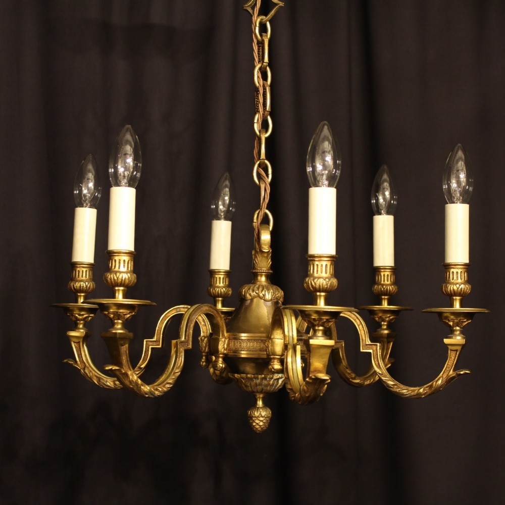 A French Gilded 6 Light Antique Chandelier