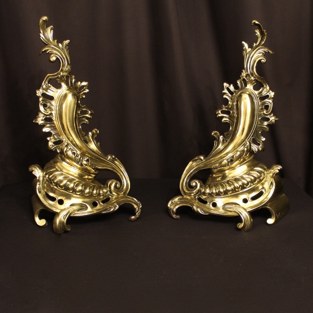 A French Pair Of Brass Fire Chenets