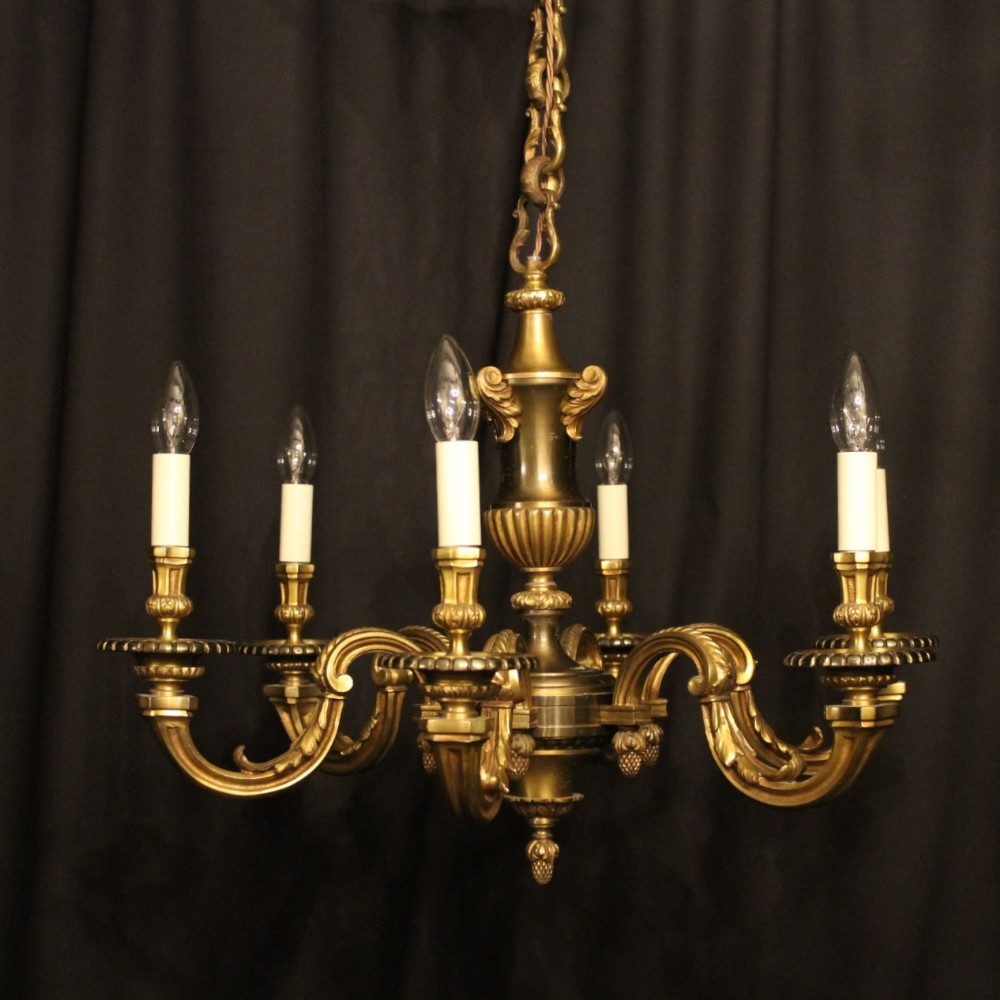 A French Bronze 6 Light Antique Chandelier