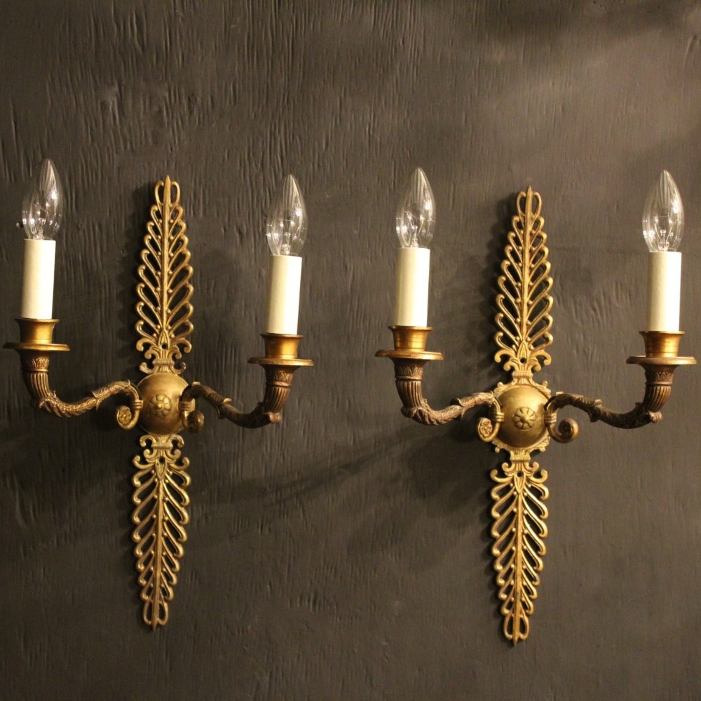 A French Pair Of Bronze Antique Wall Lights