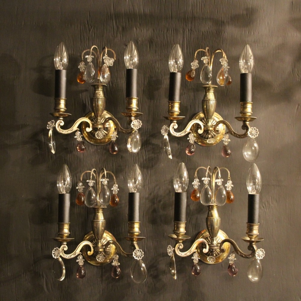 A French Set Of 4 Twin Arm Antique Wall Lights
