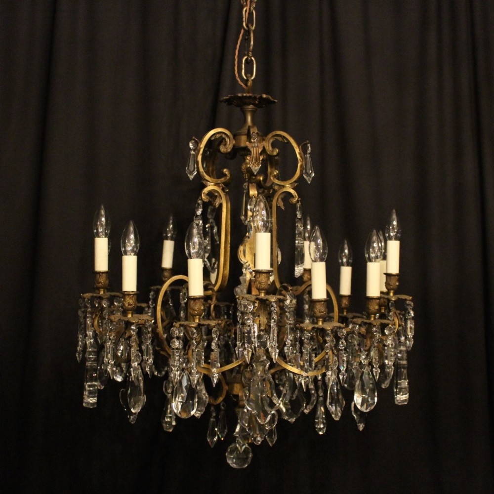 A French 15 Light Antique Cage Chandelier