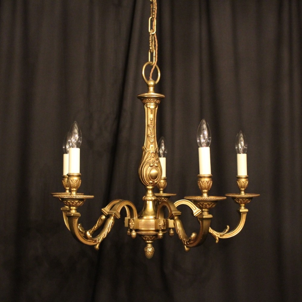 A French Gilded Bronze 6 Light Antique Chandelier