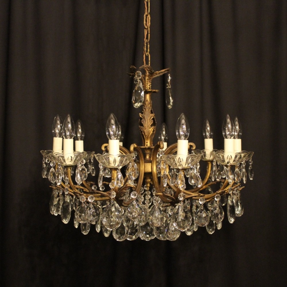 An Italian 10 Light Gilded Antique Chandelier
