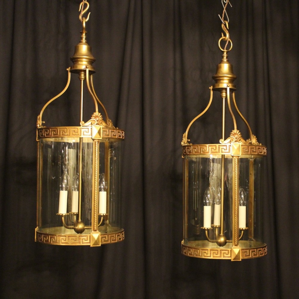 A Large Pair Of French Gilded Hall Lanterns