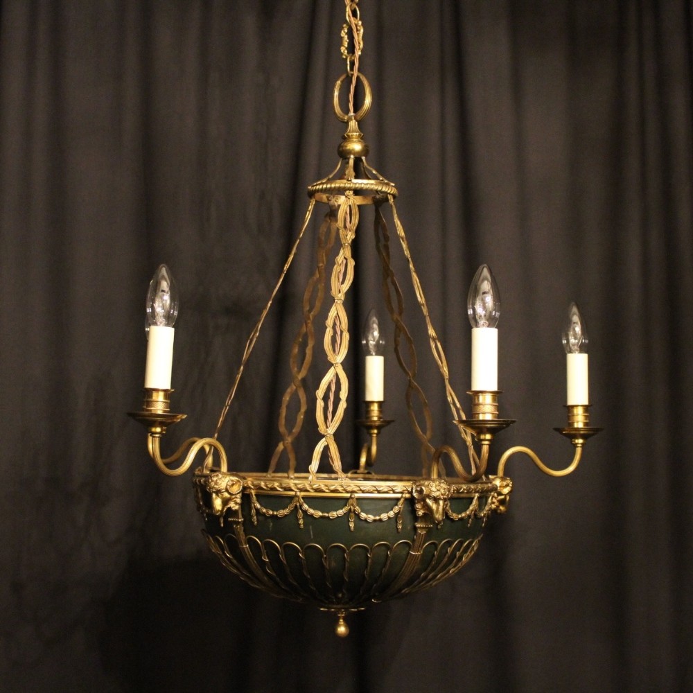 An English Gilded 5 Light Antique Chandelier