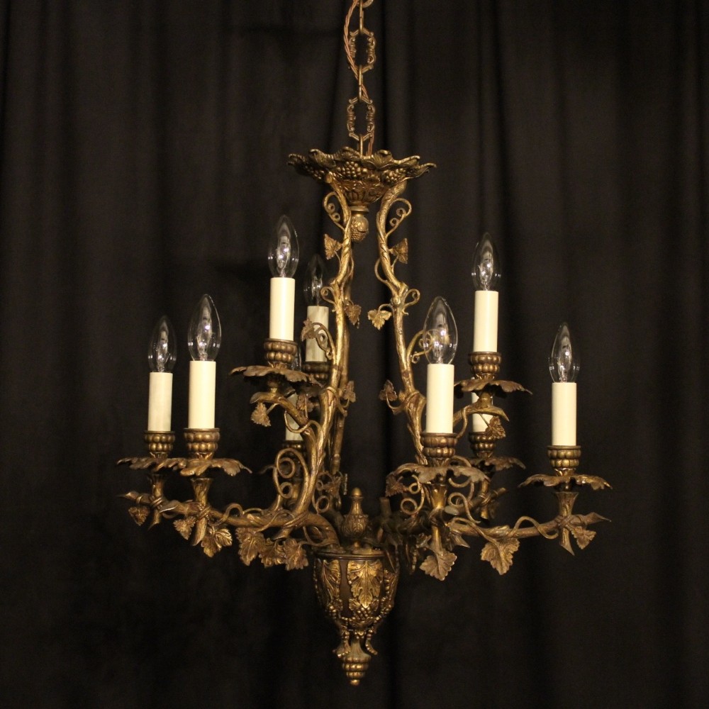 A French Gilded Bronze 9 Light Antique Chandelier