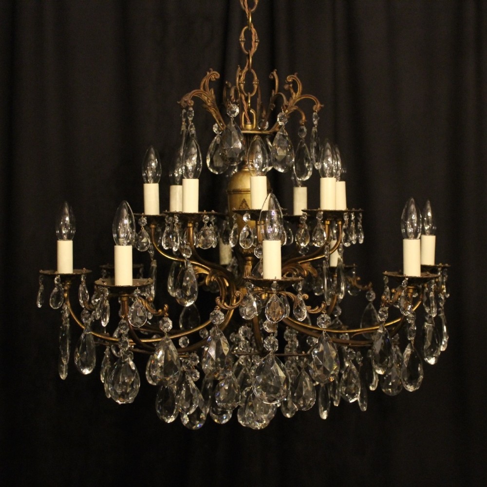 An Italian 16 Light Gilded Double Tiered Antique Chandelier