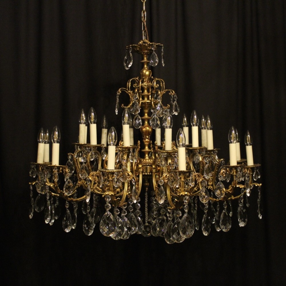 A Large Italian Gilded 24 Light Double Tiered Antique Chandelier