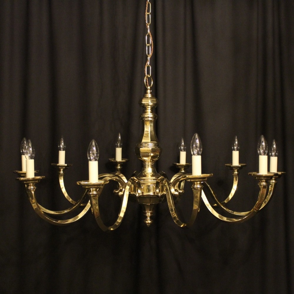 A Large English Cast Brass 10 Light Chandelier