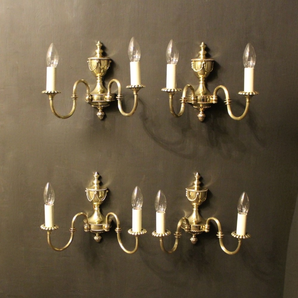 An English Set Of 4 Brass Antique Wall Lights