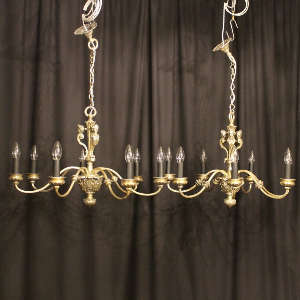 An English Pair Of Silver 7 Branch Chandeliers