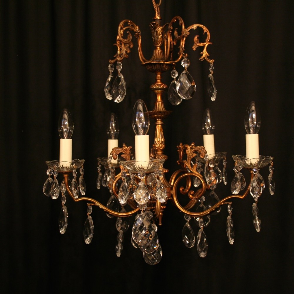 An Italian Gilded 5 Light Antique Chandelier
