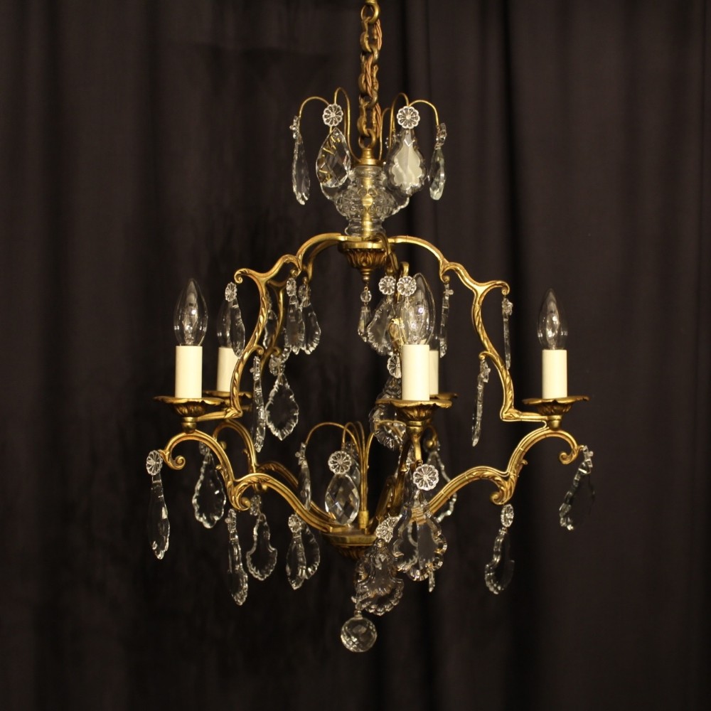 A French Gilded 5 Light Antique Chandelier