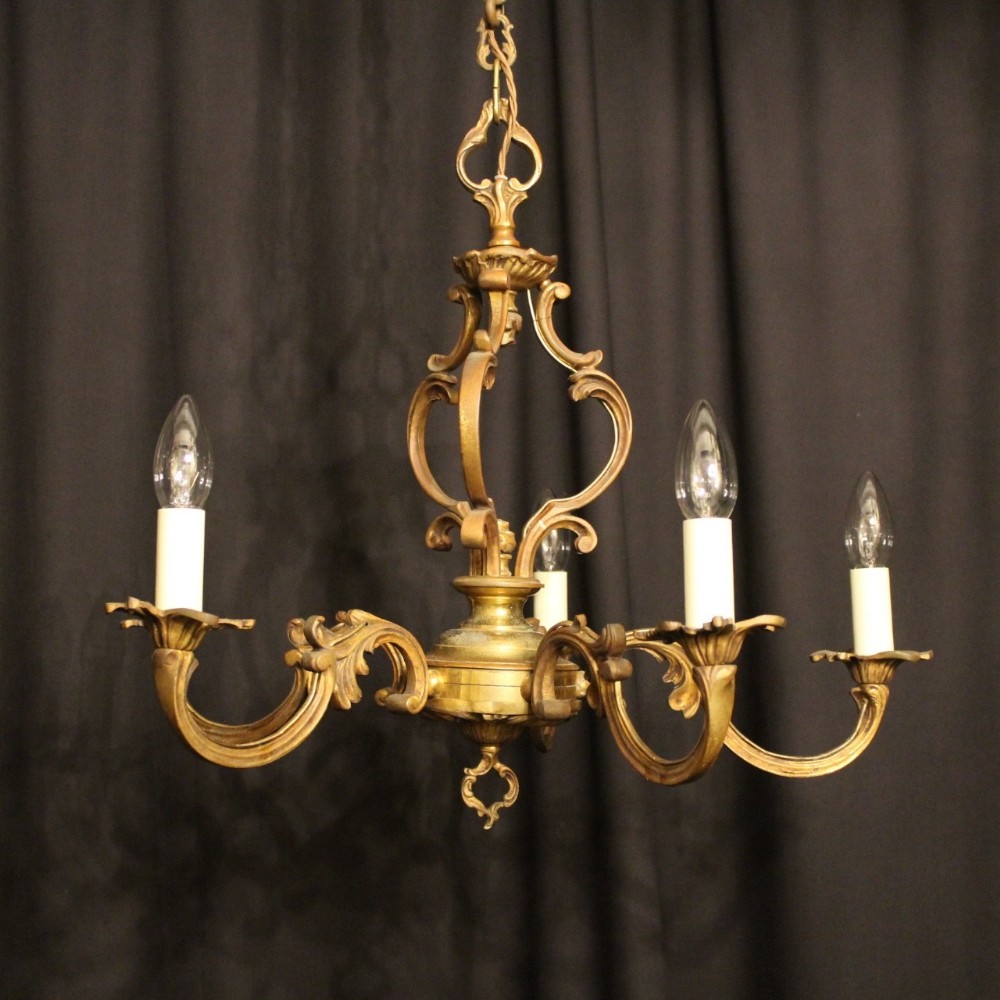 A French Gilded 5 Light Antique Chandelier