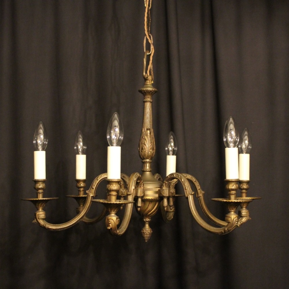 A French Cast Brass 6 Light Chandelier