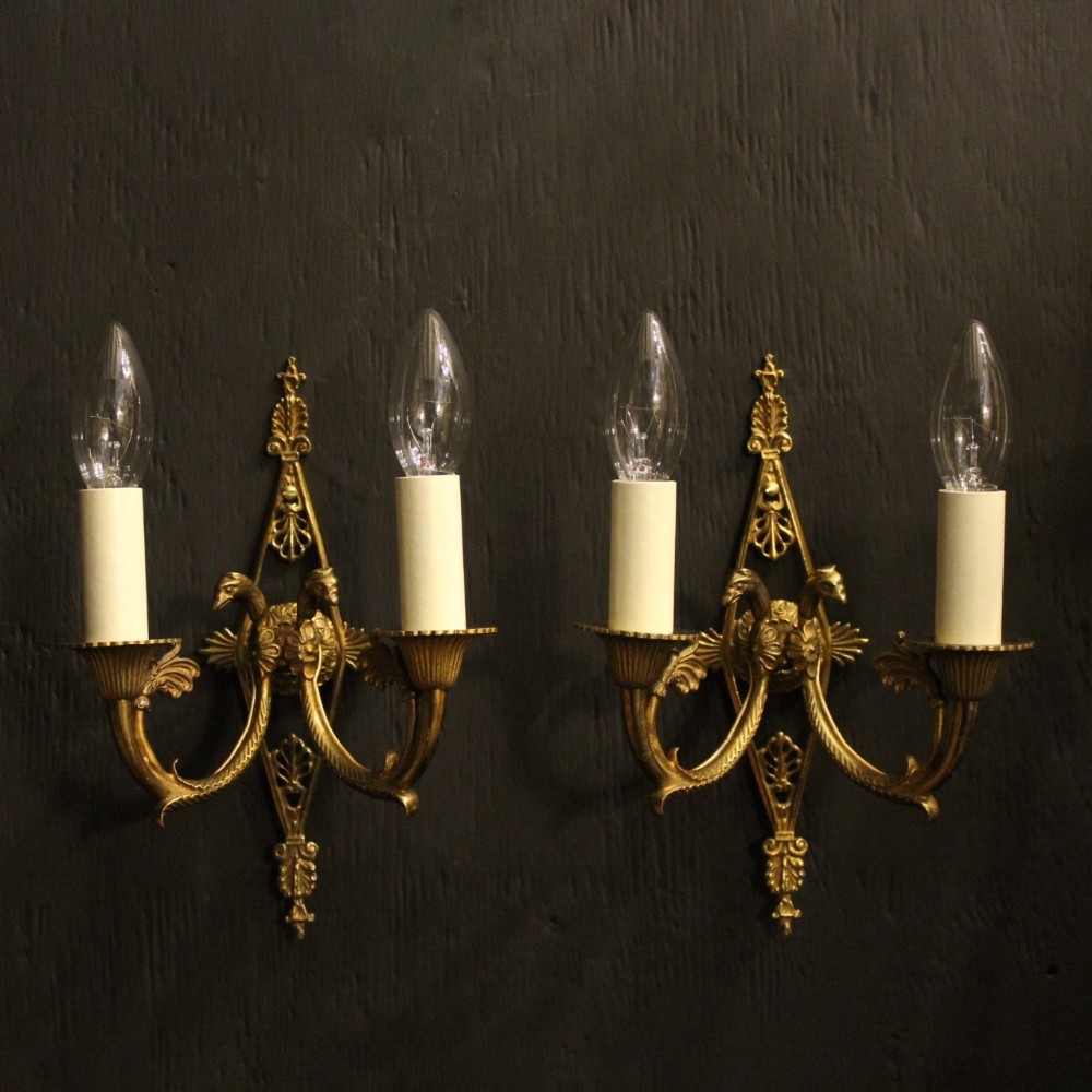 A French Set Of 4 Gilded Twin Arm Wall Lights