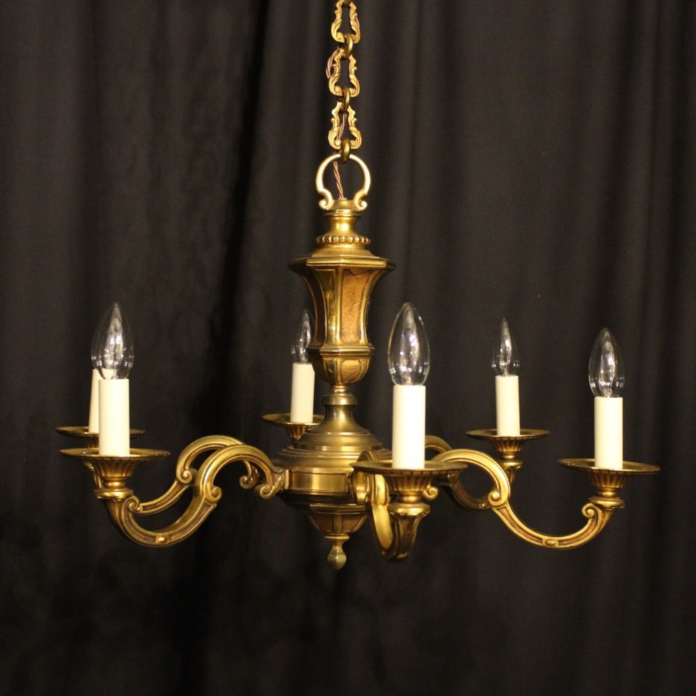 A French Gilded Bronze 6 Light Antique Chandelier