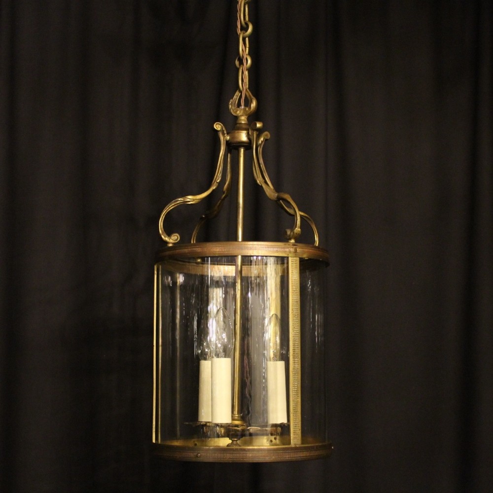 A French Gilded Triple Light Antique Lantern