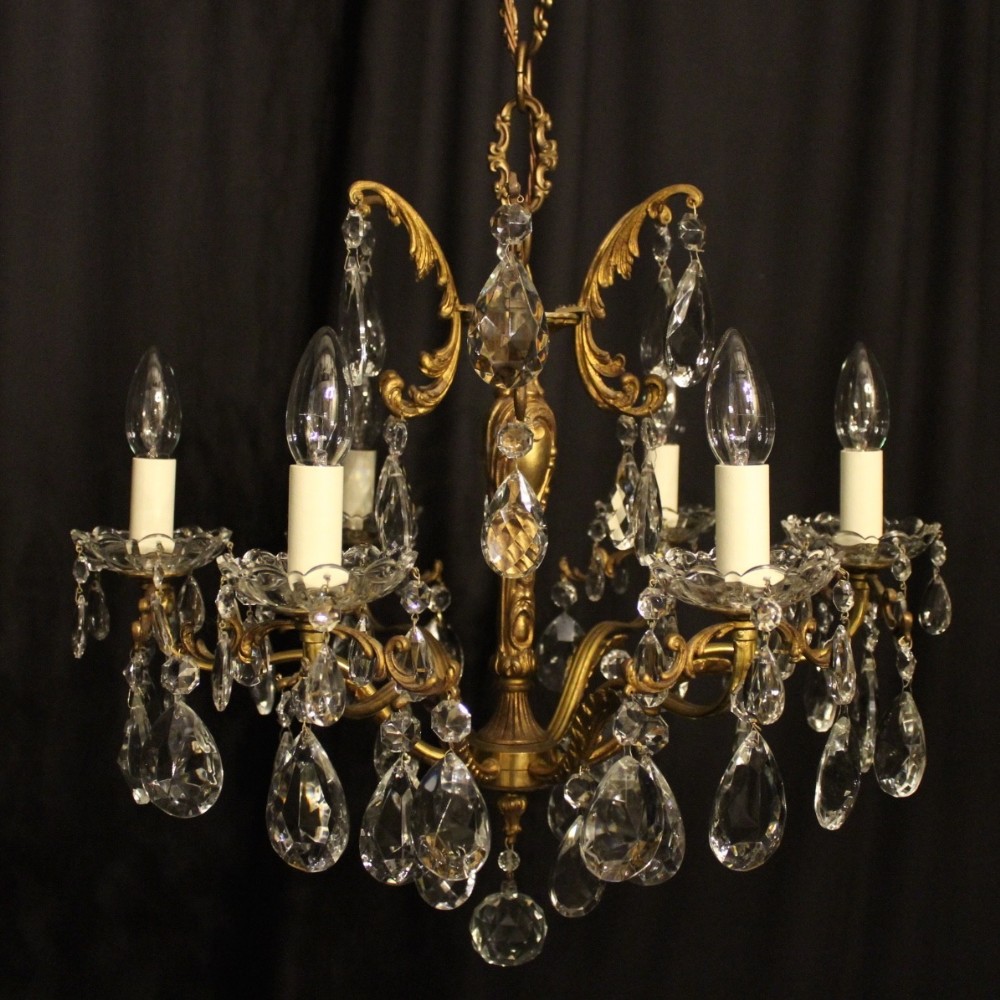 An Italian Gilded 6 Light Antique Chandelier