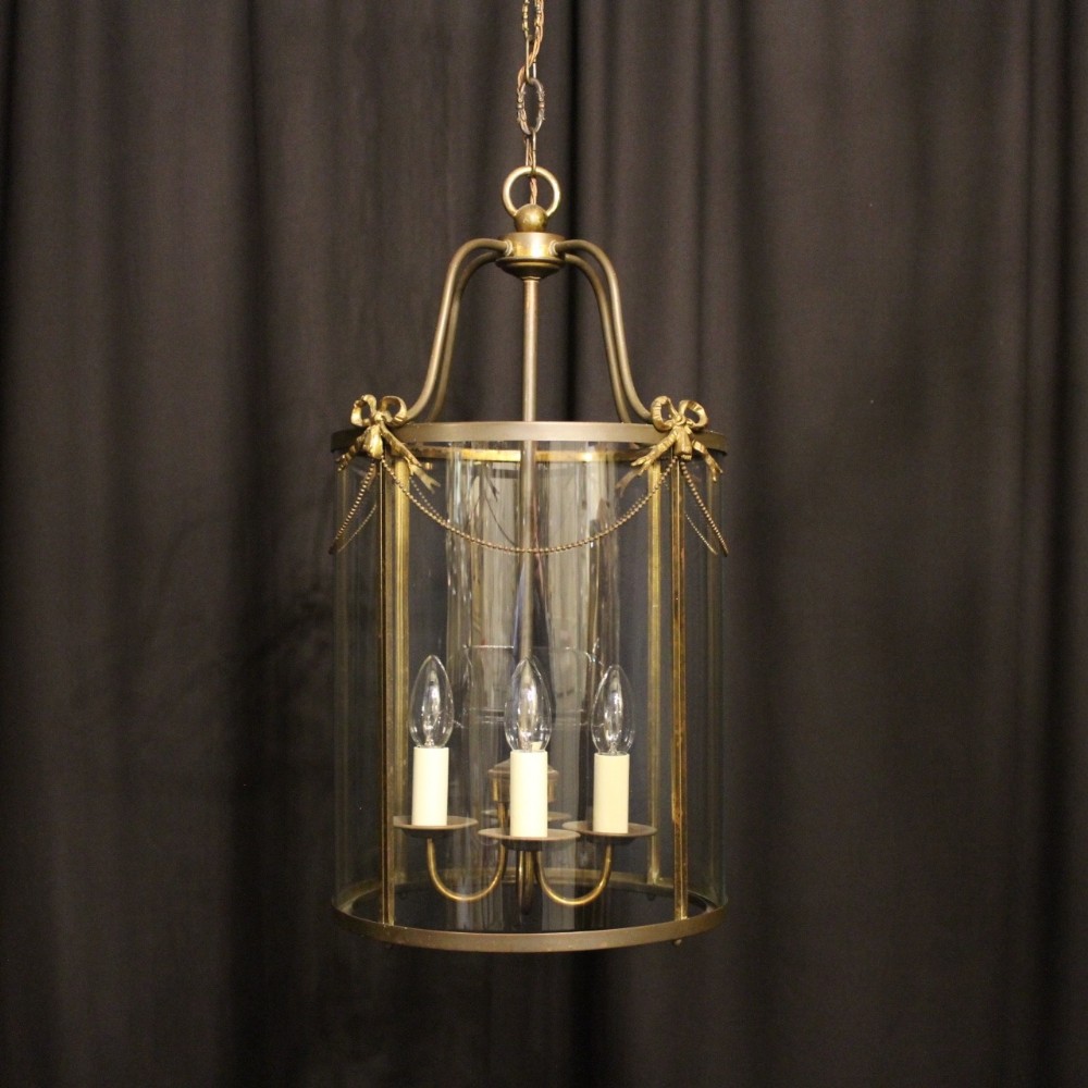 A Large French Brass Four Light Antique Lantern