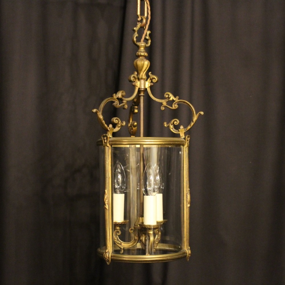 A French Bronze Triple Light Antique Lantern