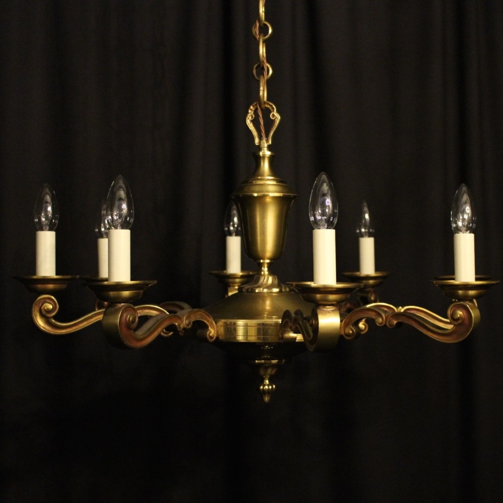 A French Gilded Brass 8 Light Chandelier