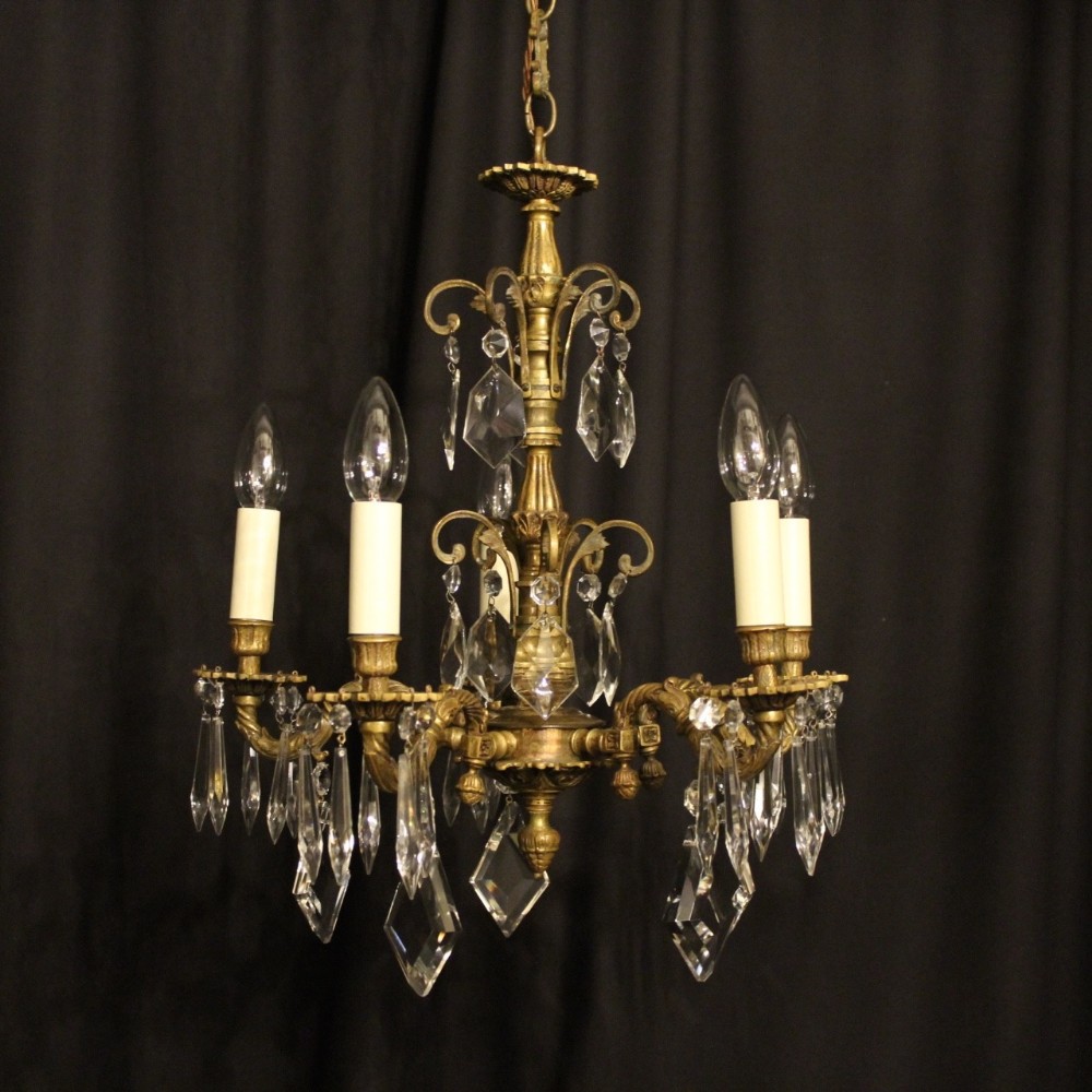 An Italian Gilded 5 Light Antique Chandelier