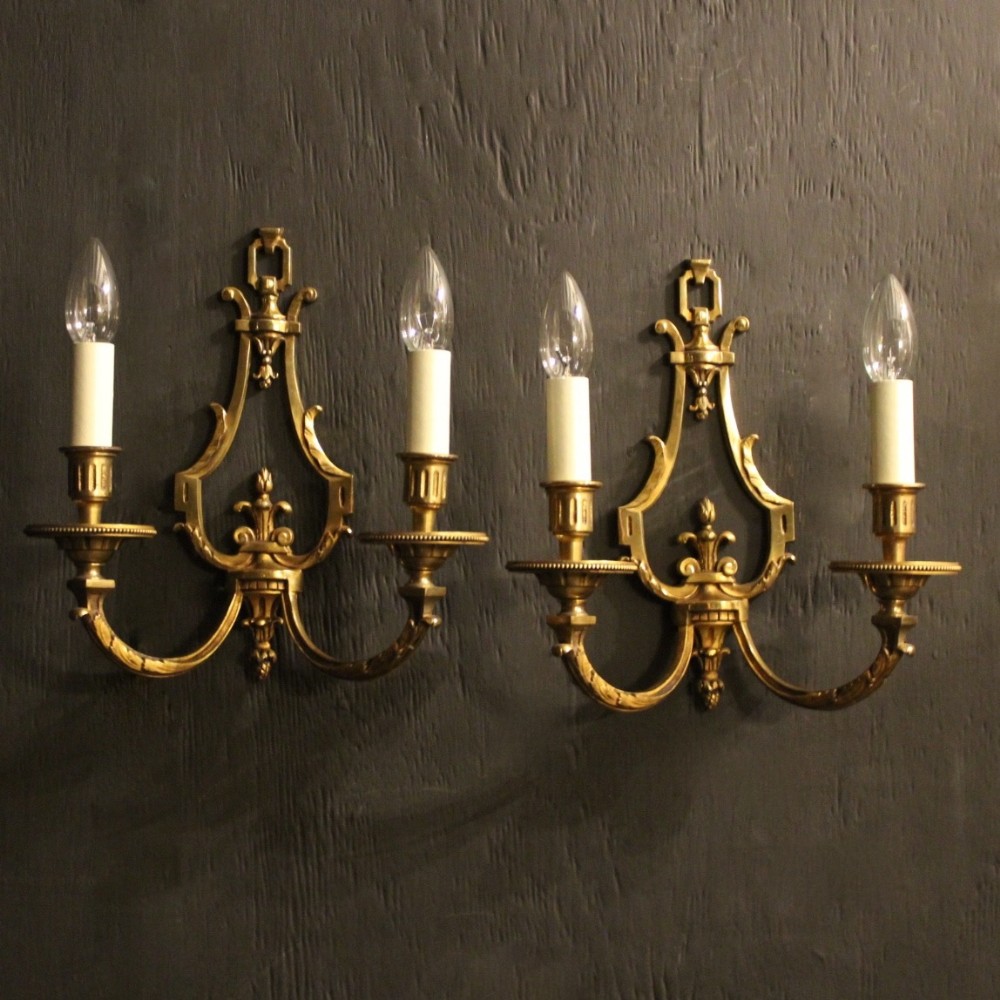A French Pair Of Twin Arm Antique Wall Lights