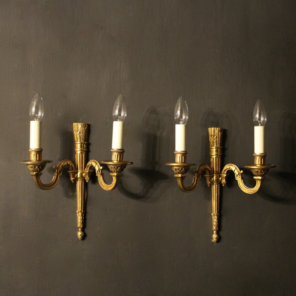 A French Pair Of Bronze Antique Wall Lights