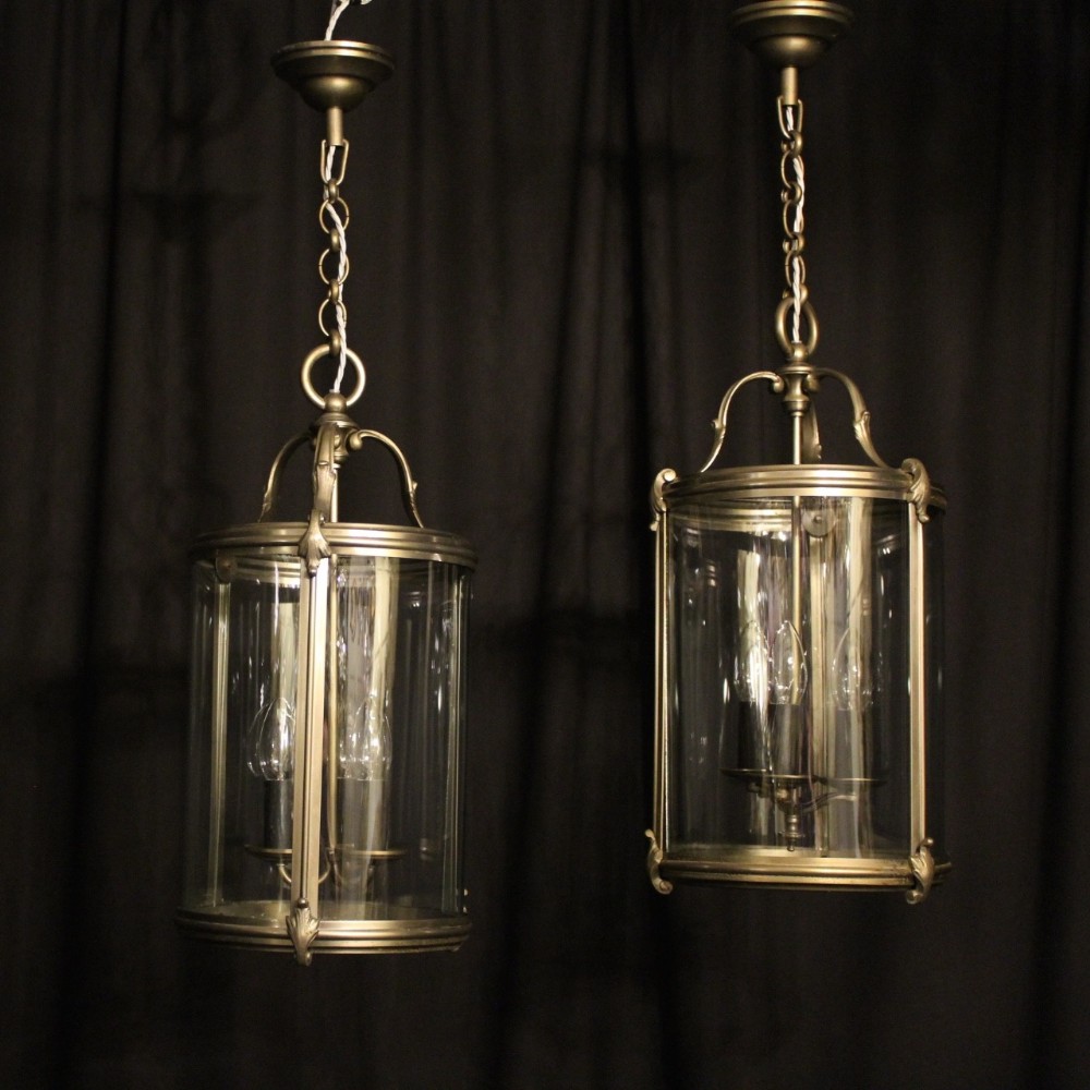 A French Pair Of Silver Antique Hall Lanterns