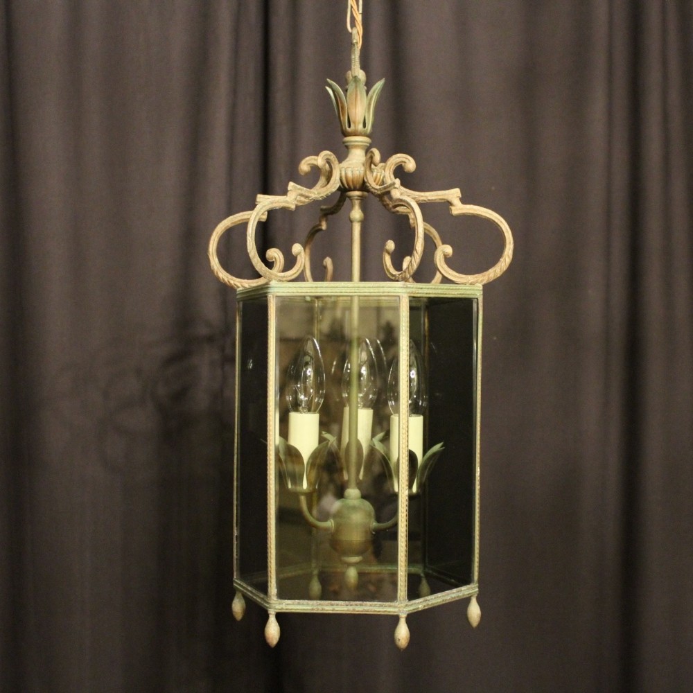 A French Triple Light Hexagonal Antique Lantern