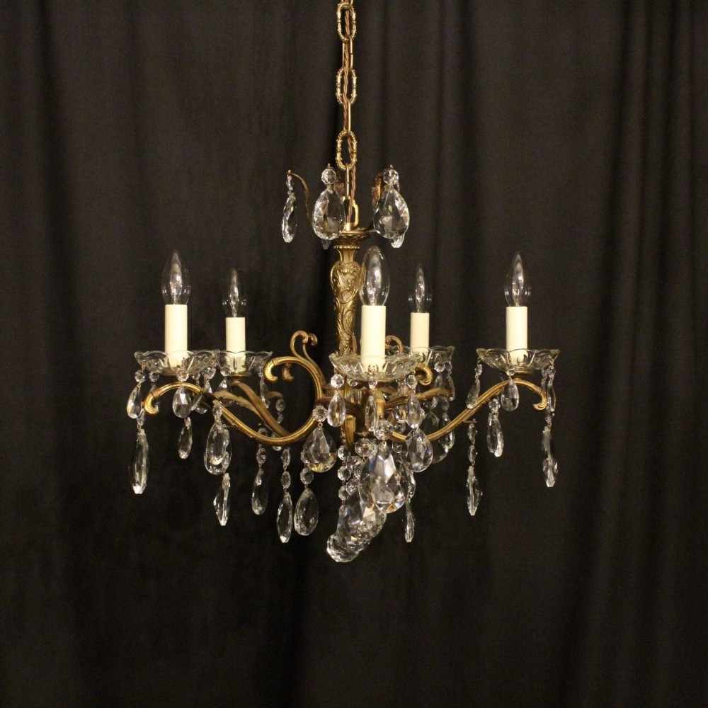 An Italian Gilded 5 Light Antique Chandelier