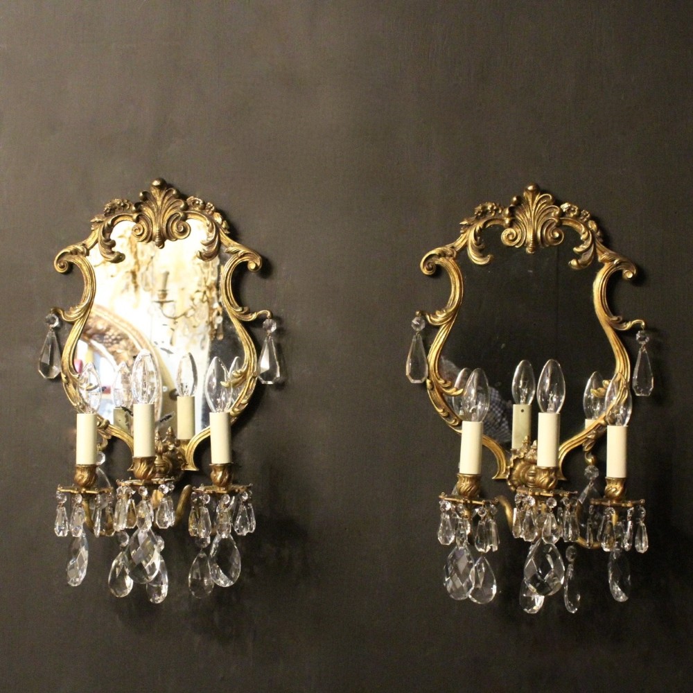 An Italian Pair Of Bronze Antique Girandole Wall Lights