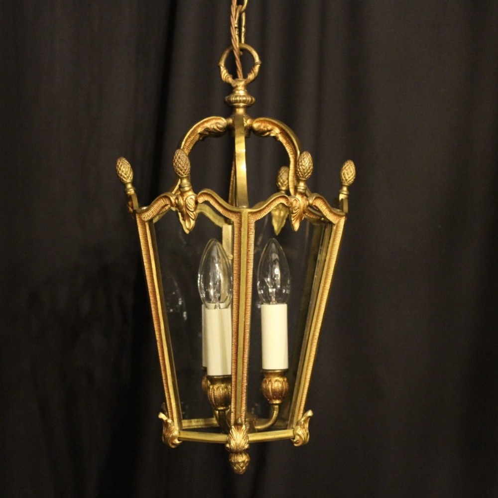 A French Bronze Triple Light Antique Lantern