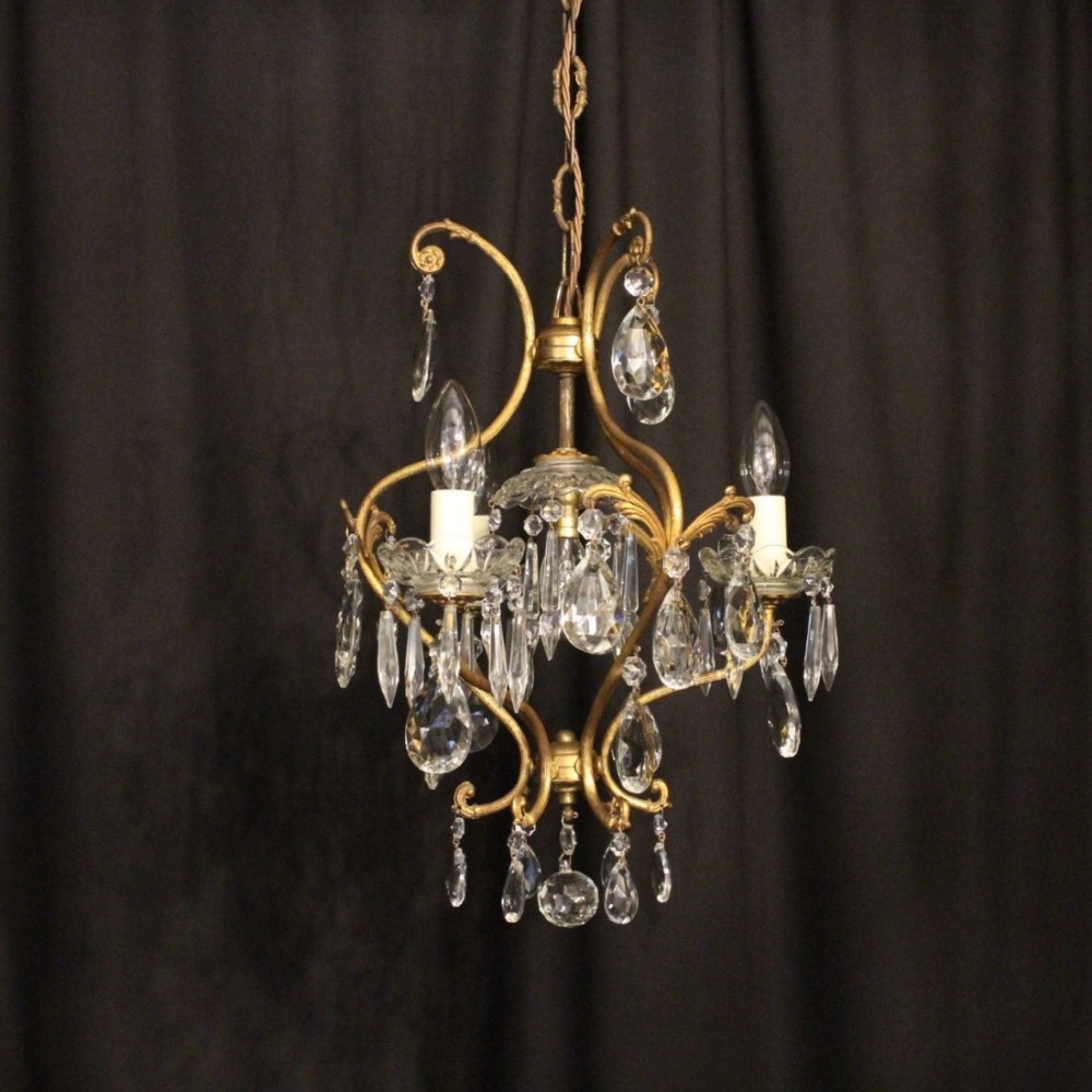 A French Gilded 4 Light Antique Chandelier