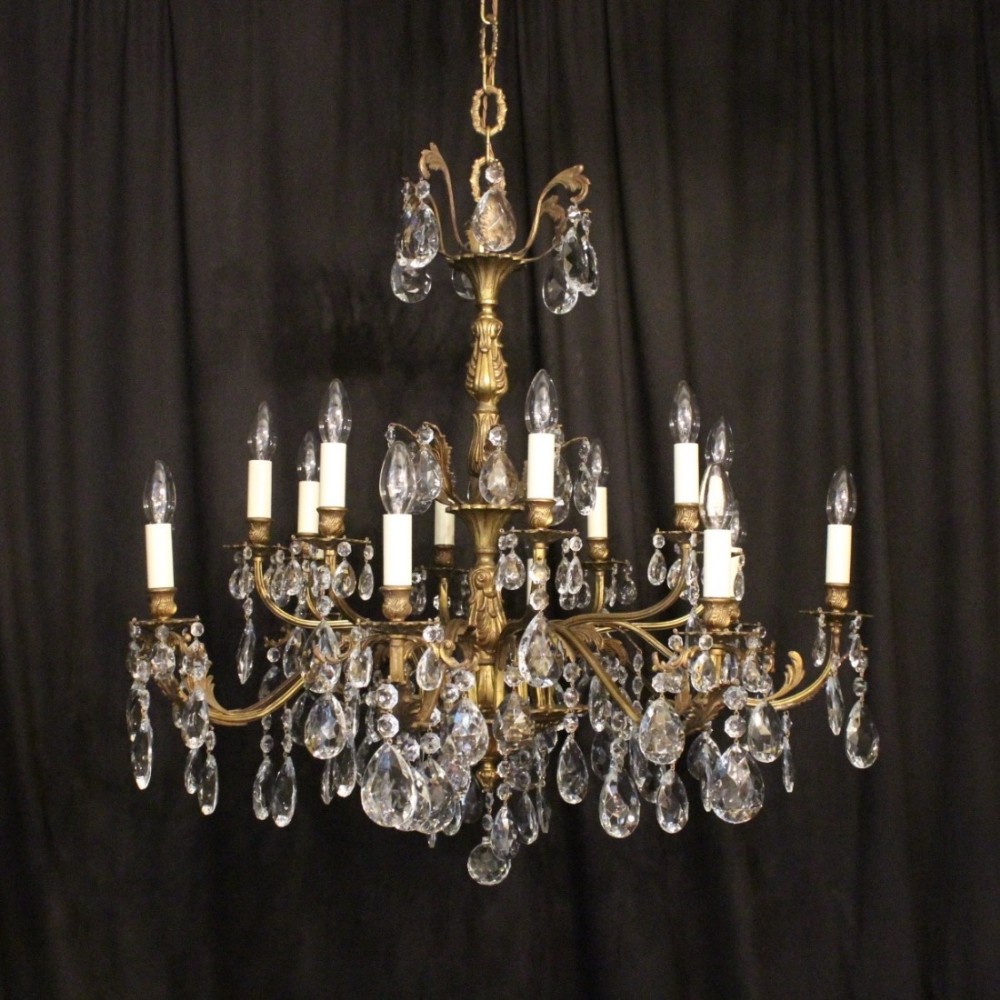 An Italian Bronze & Crystal Antique Chandelier