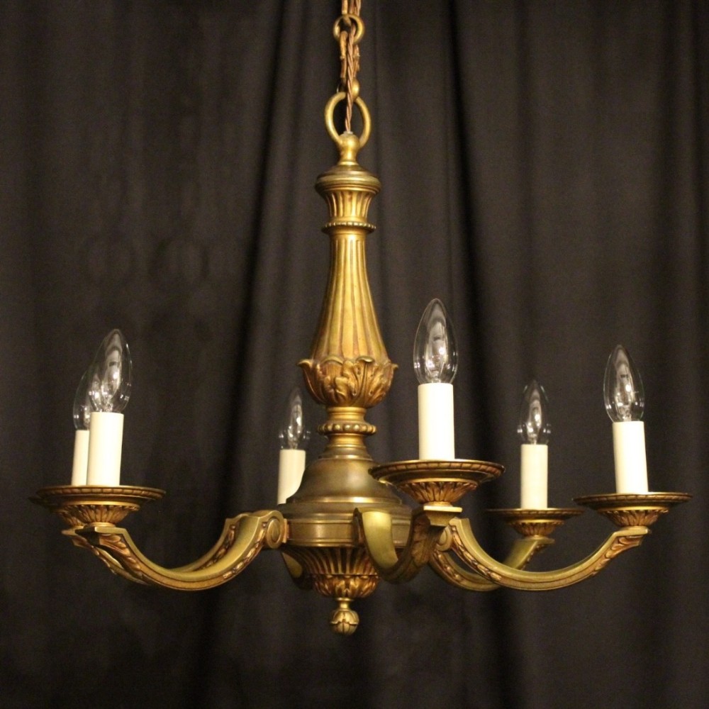 A French Bronze 6 Light Antique Chandelier