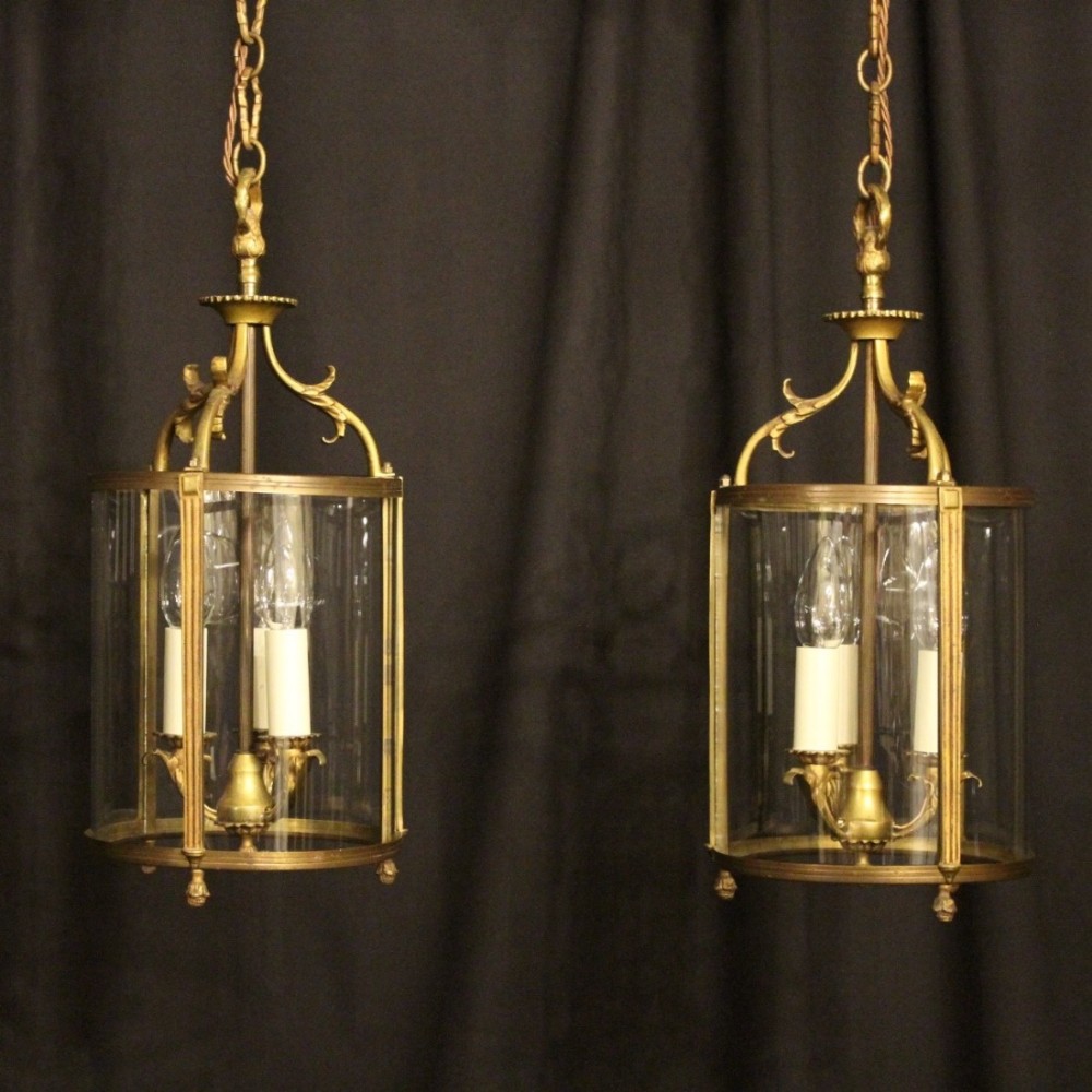 A French Pair Of Triple Light Antique Lanterns