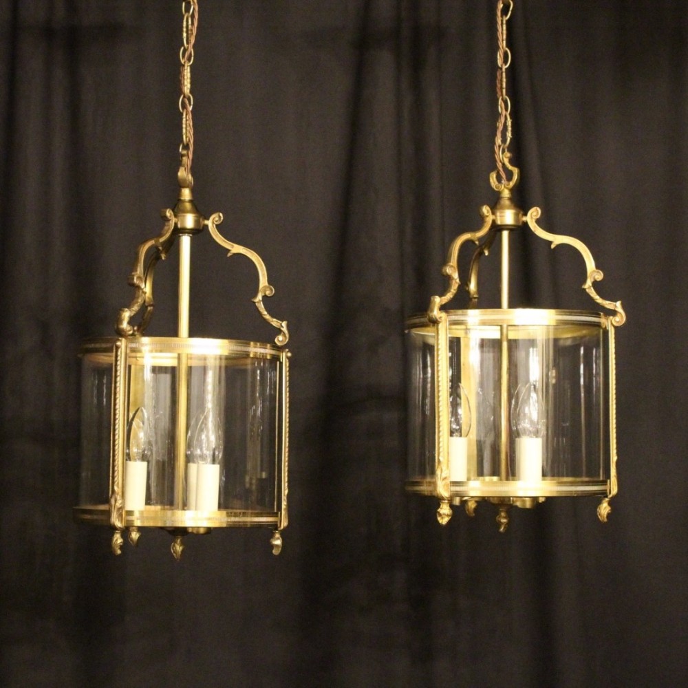 A French Pair Of Triple Light Antique Lanterns